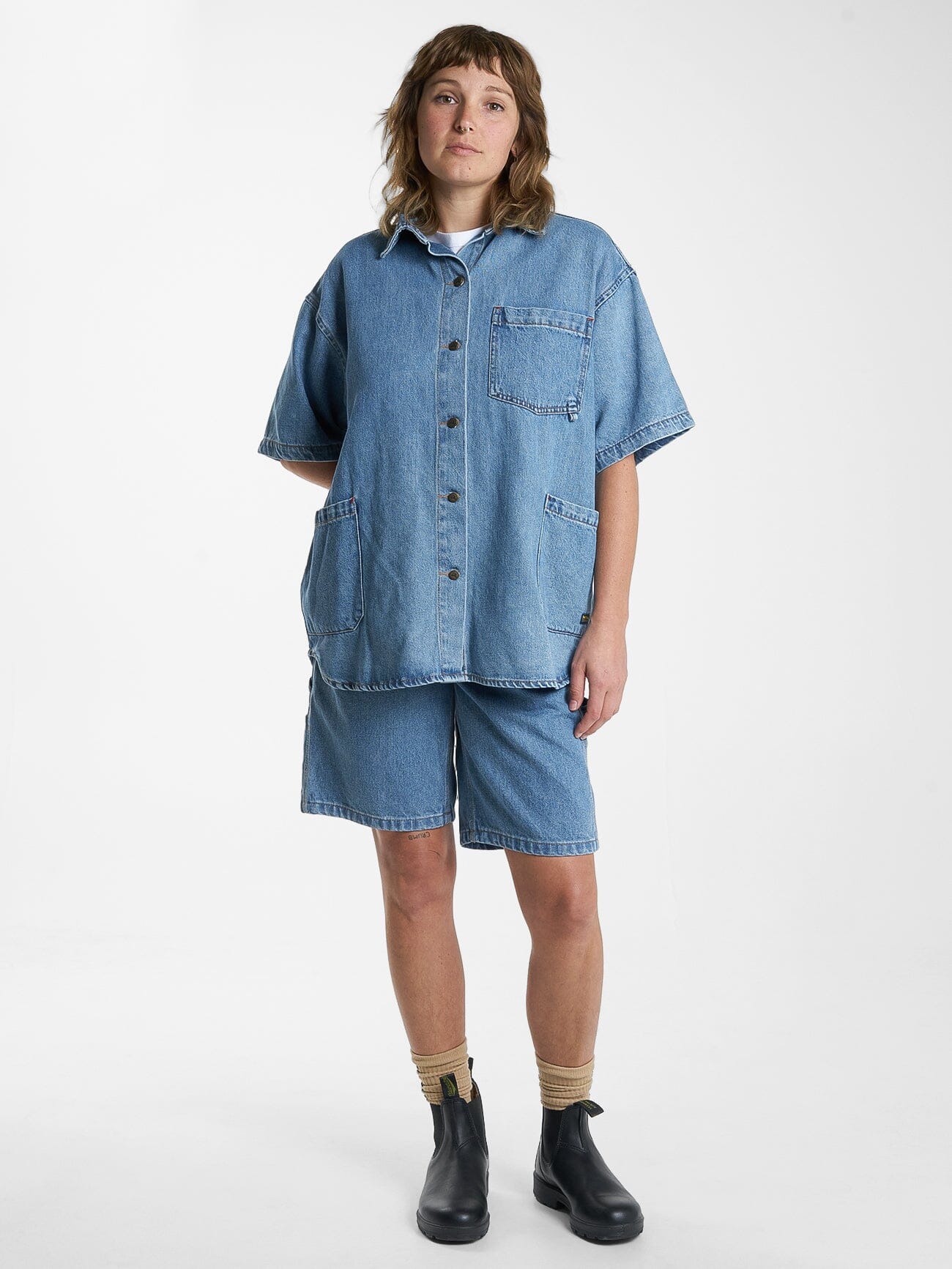 Hard Yakka X Thrills Short Sleeve Overshirt - Drill Blue