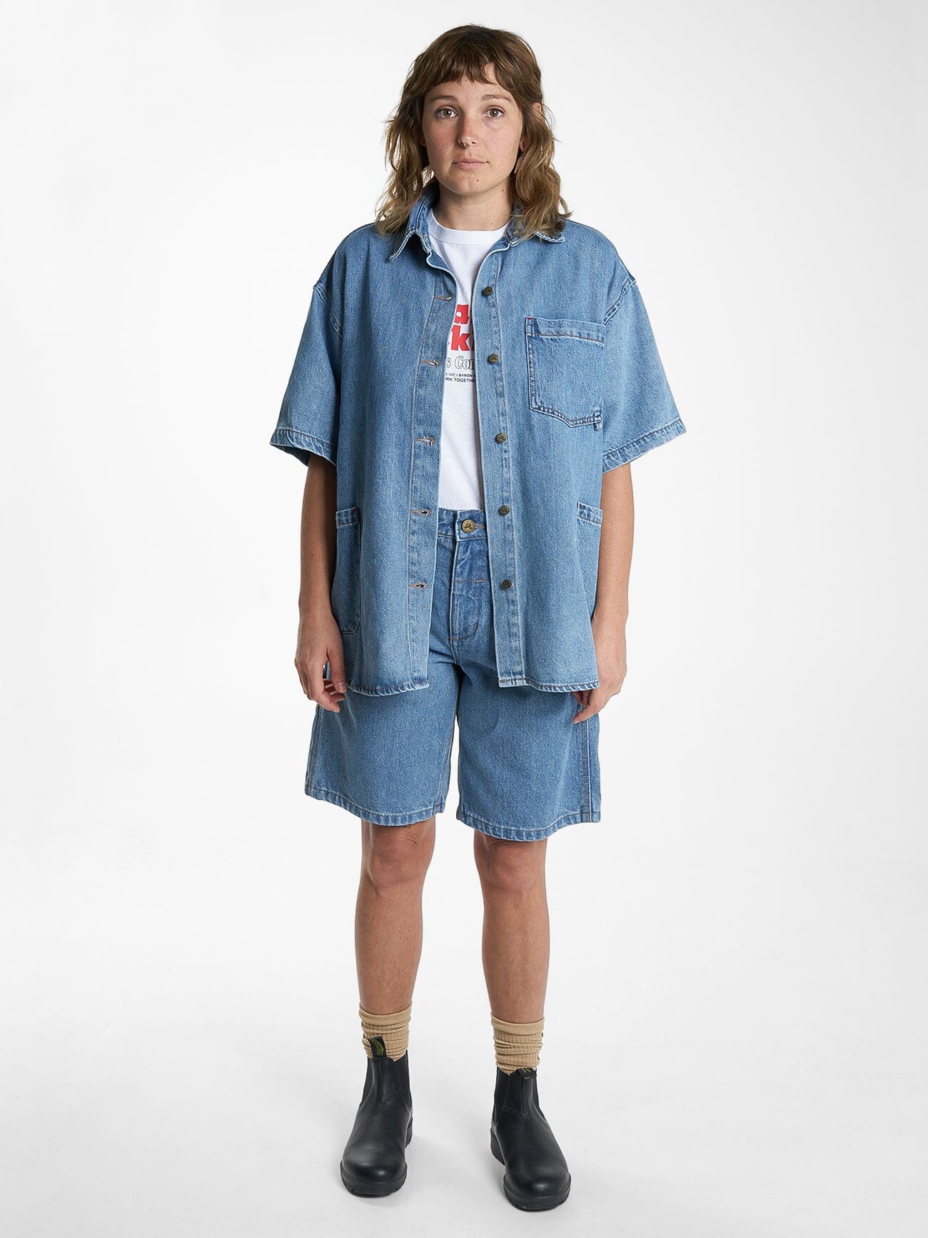 Hard Yakka X Thrills Short Sleeve Overshirt - Drill Blue