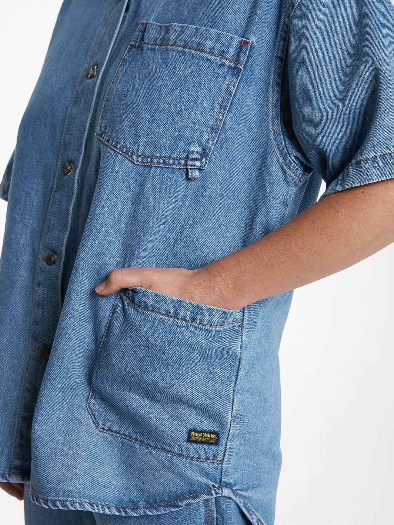 Hard Yakka X Thrills Short Sleeve Overshirt - Drill Blue