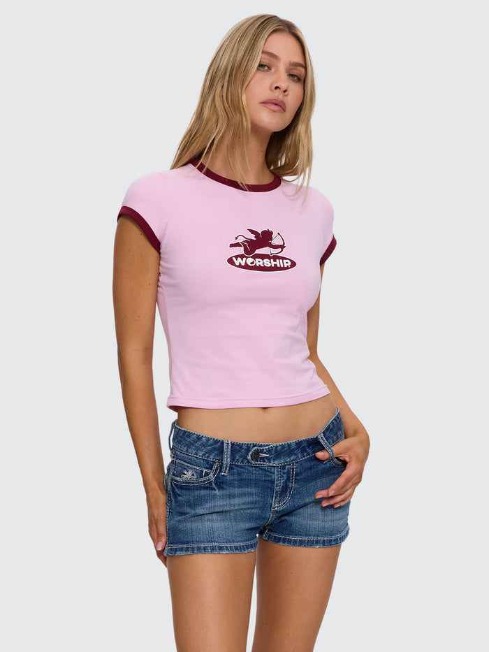 Shadow Cherub Ringer Tee - Pink