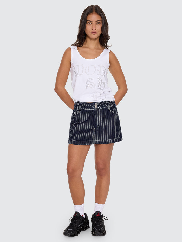 Pinned Micro Skort - Pinstripe Raw Indy 4