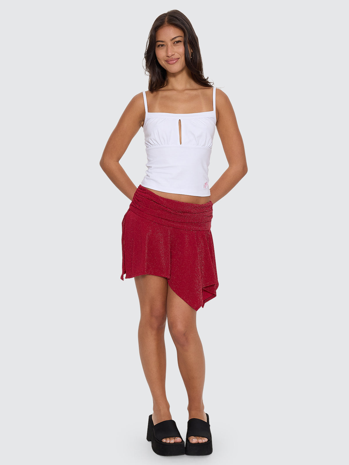 Glitz Ruched Waterfall Mini Skort - Oxide Kiss 4