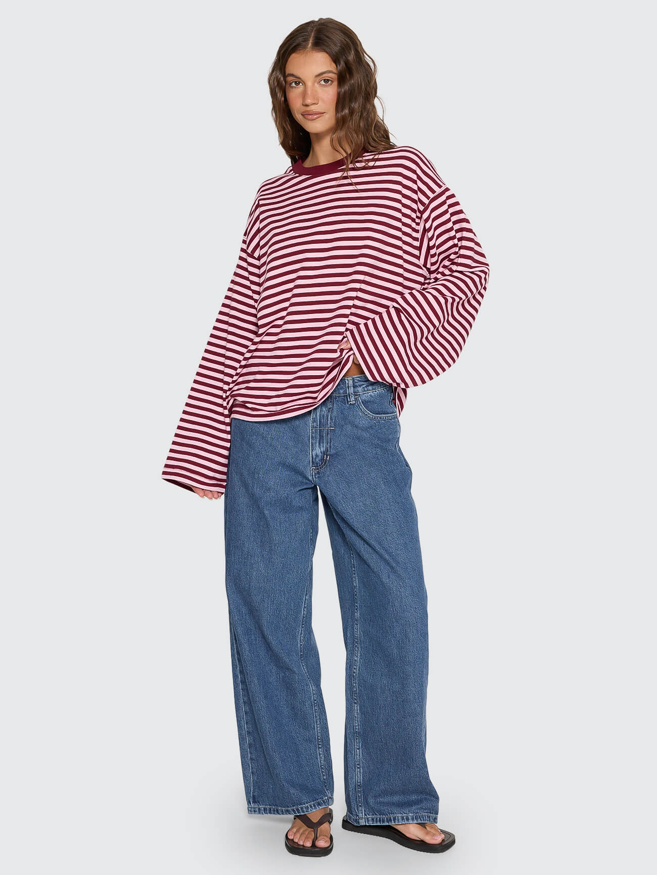 Muse Long Sleeve Oversize Tee - Cherry Red Stripe 4