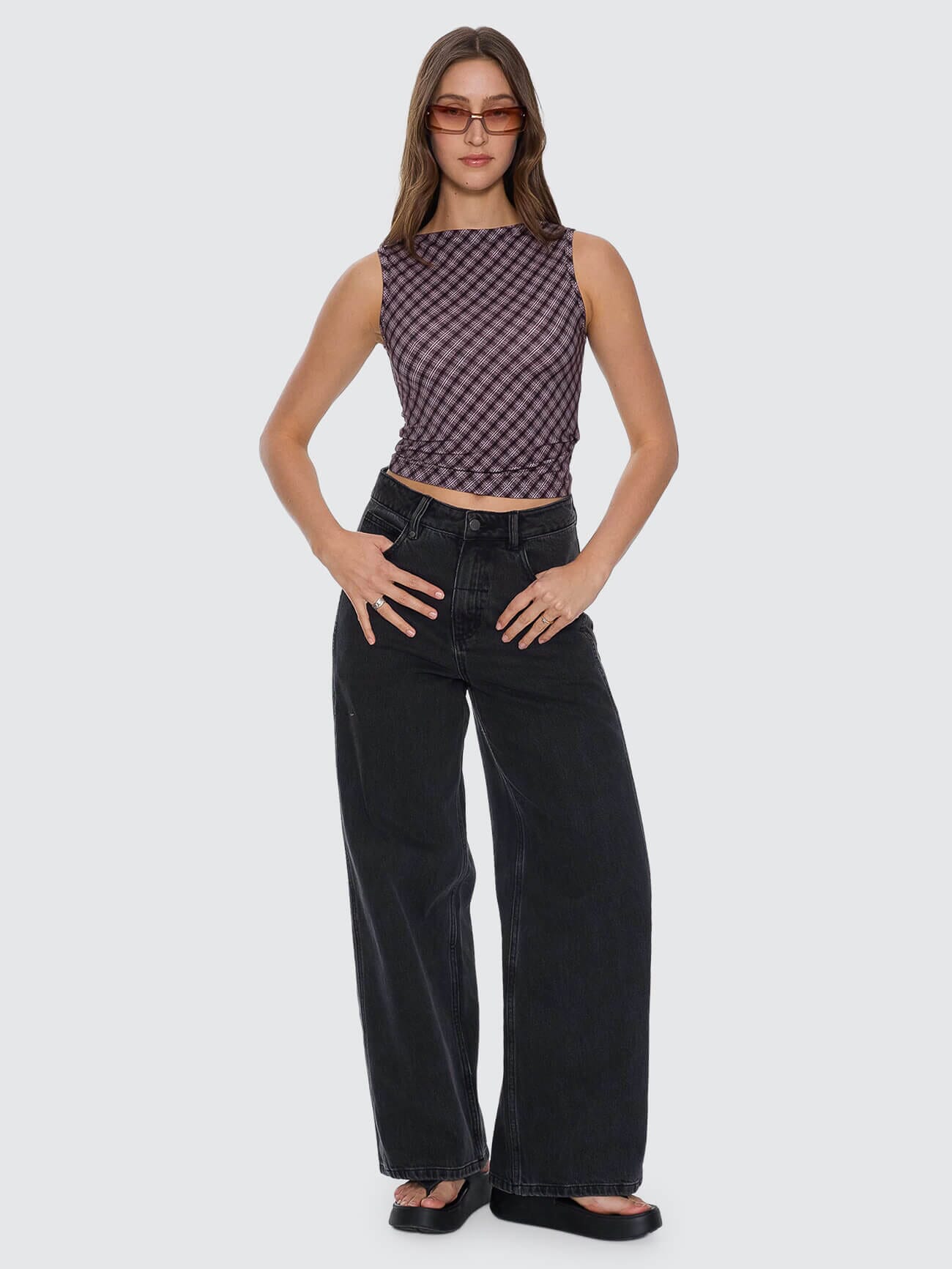 Adorned Check Tank - Coffee