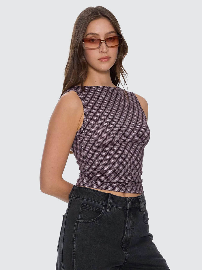 Adorned Check Tank - Coffee