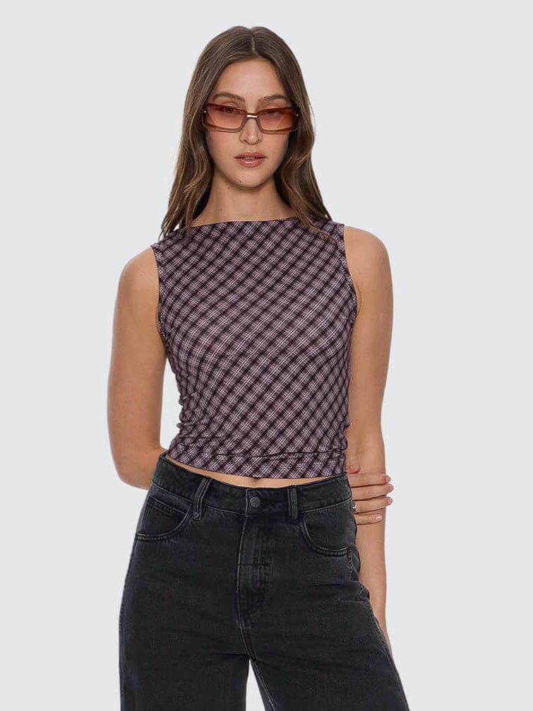 Adorned Check Tank - Coffee