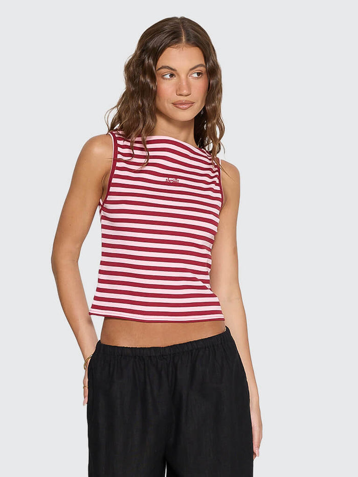 Echoes Stripe Tank - Cherry Red Stripe 4