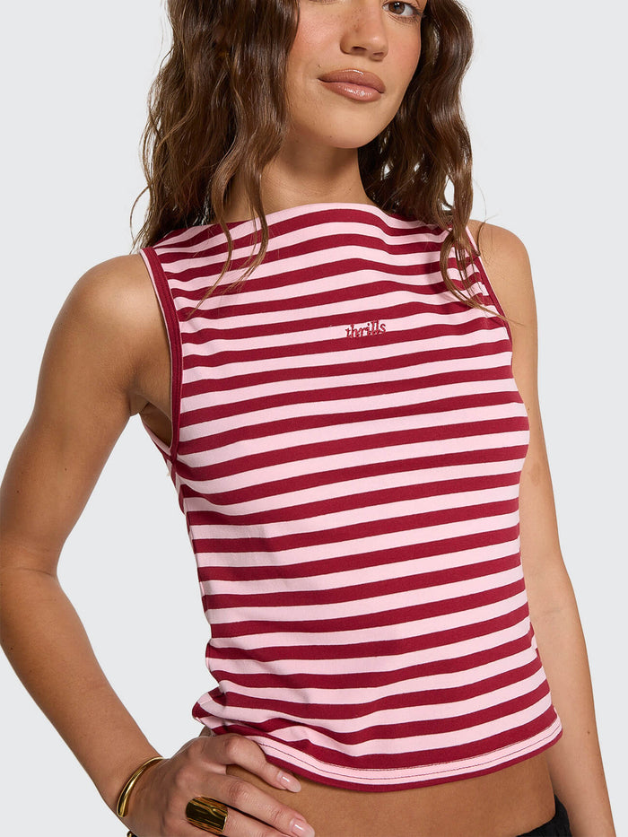 Echoes Stripe Tank - Cherry Red Stripe 4