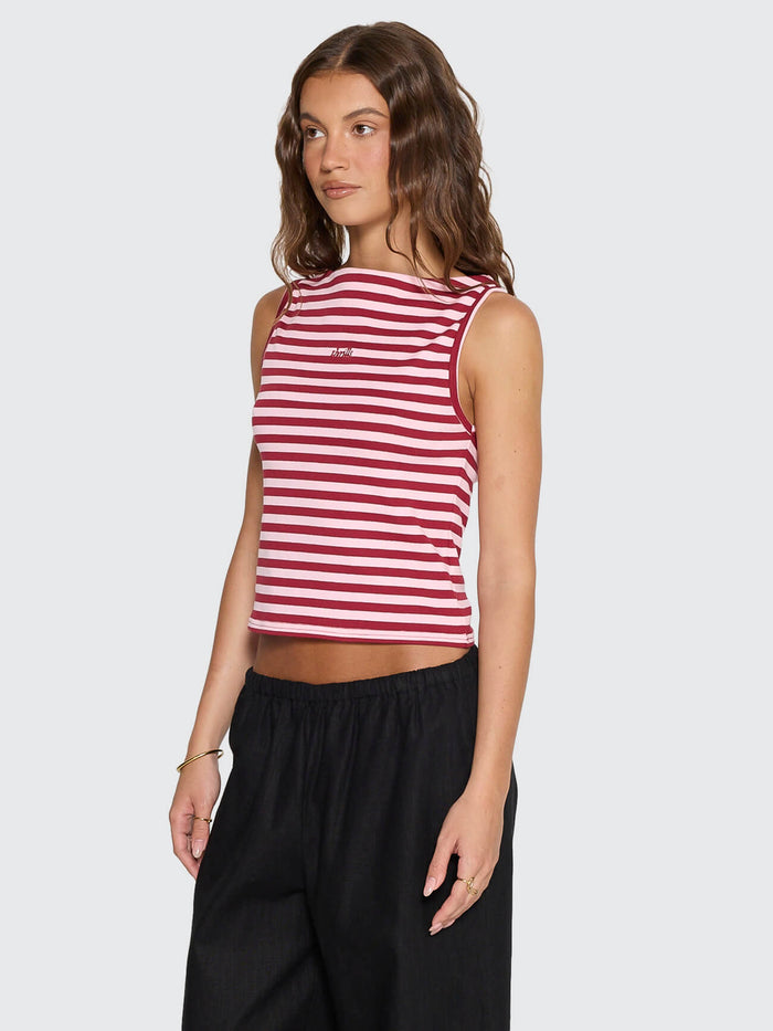 Echoes Stripe Tank - Cherry Red Stripe 4