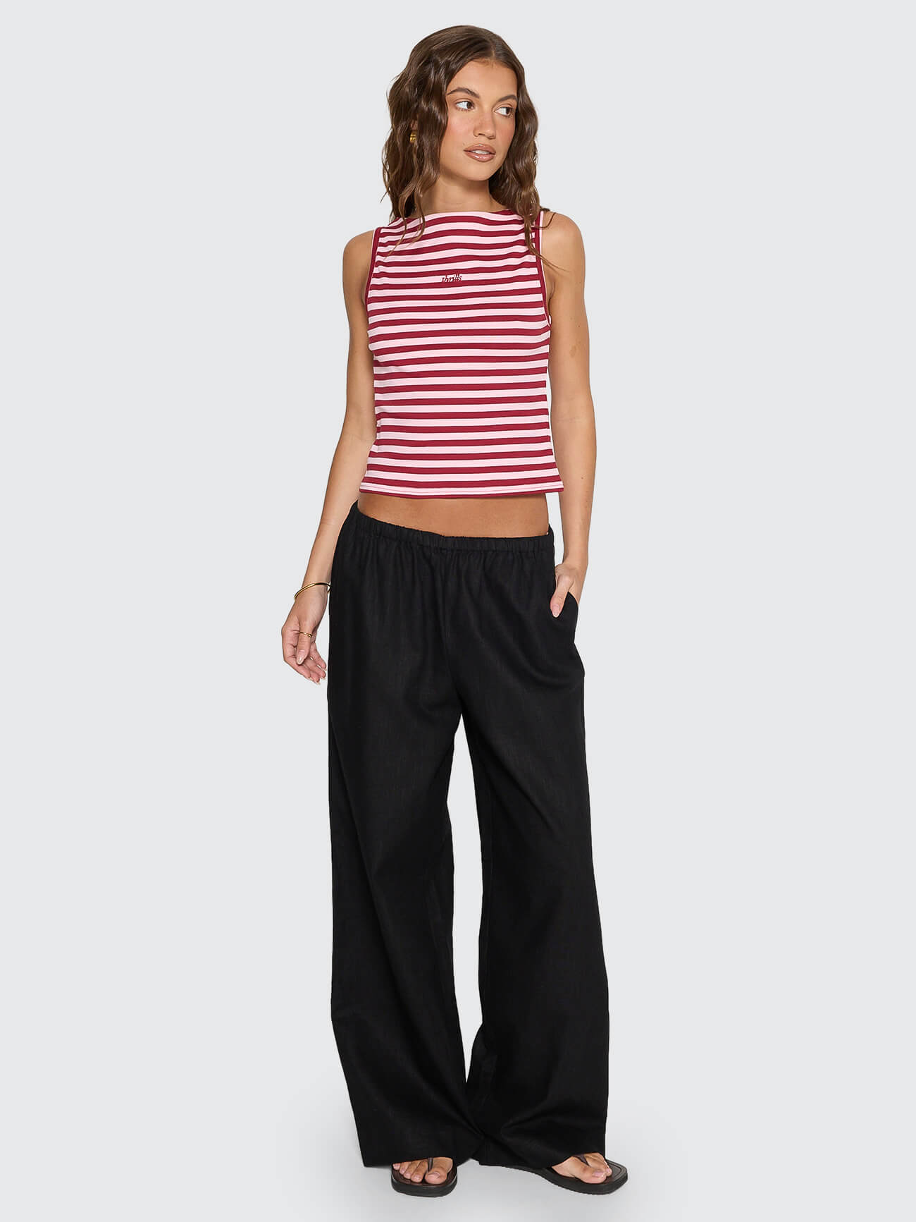 Echoes Stripe Tank - Cherry Red Stripe 4