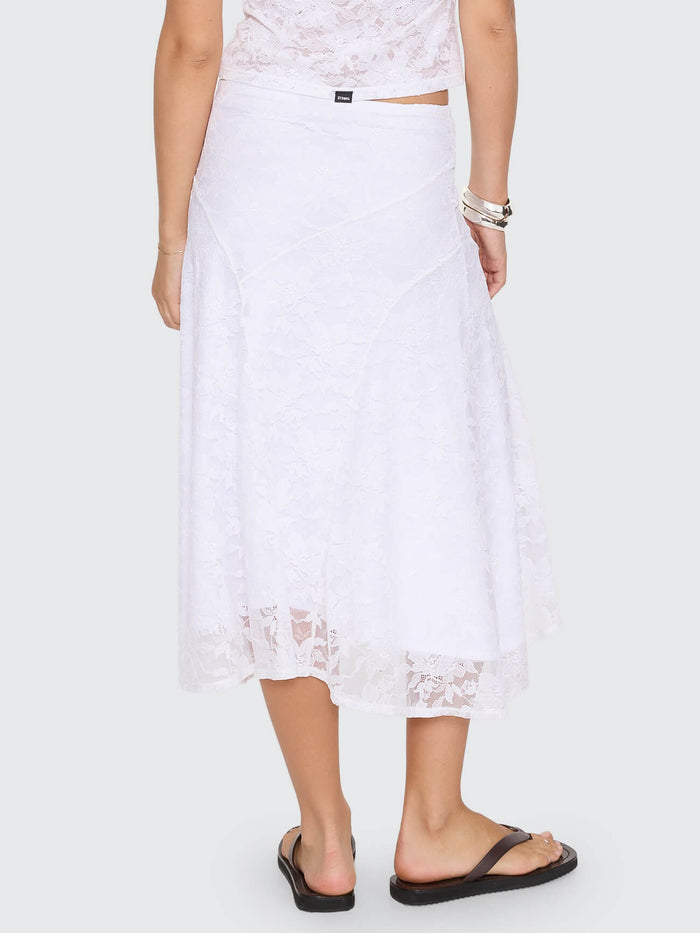 Sienna Lace Midi Skirt - White