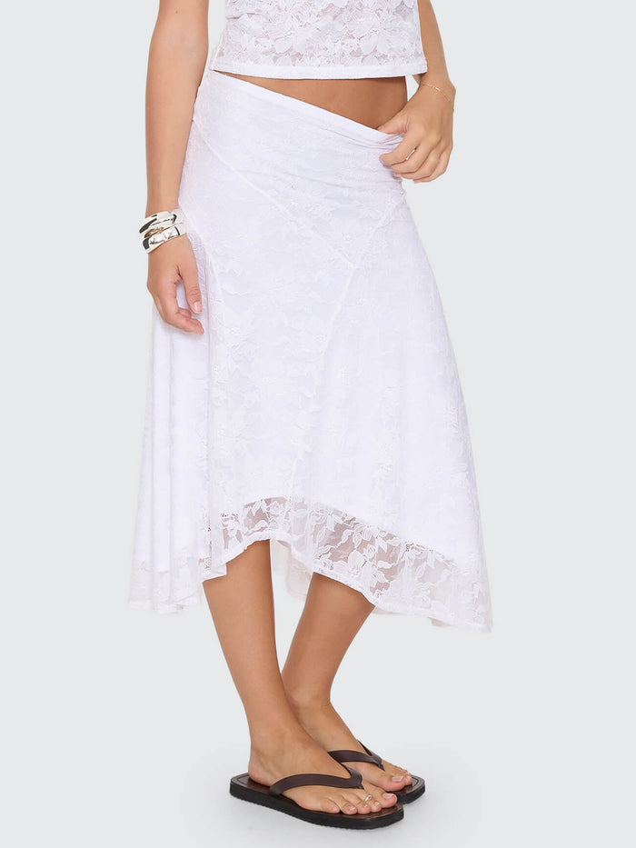 Sienna Lace Midi Skirt - White