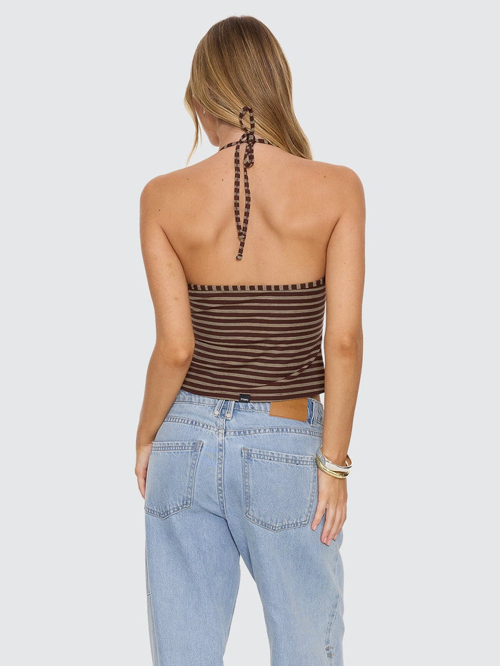 Ottoman Halter Top - Cocoa Stripe