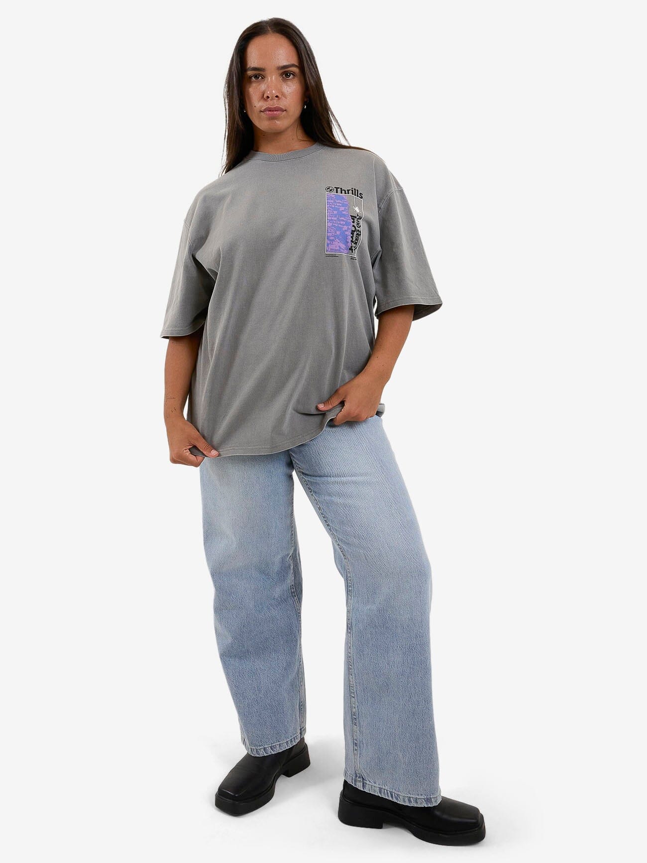 In Order Oversized Tee - Washed Gray