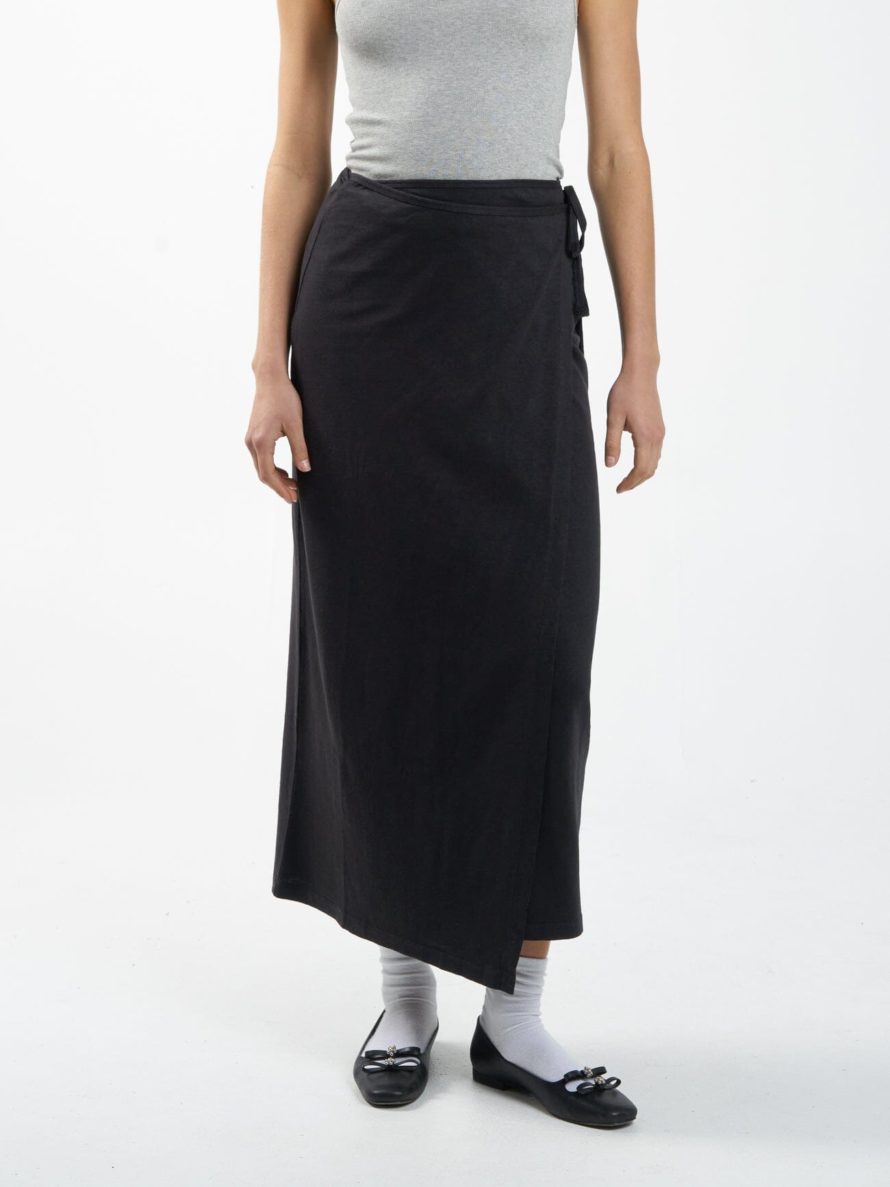 Black High Rise Wrap Skirt