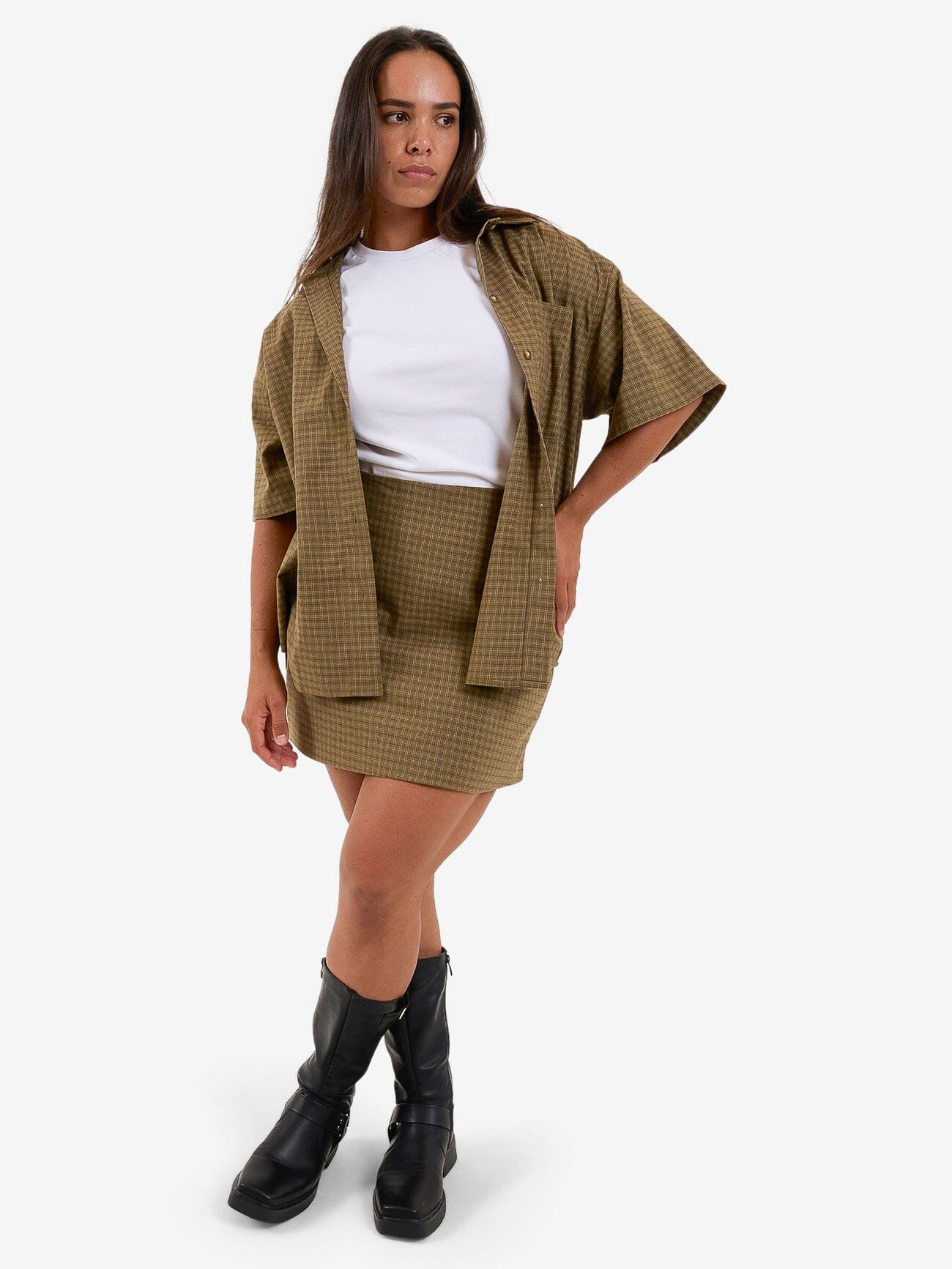 Dawson Plaid Skirt - Mustard Gold