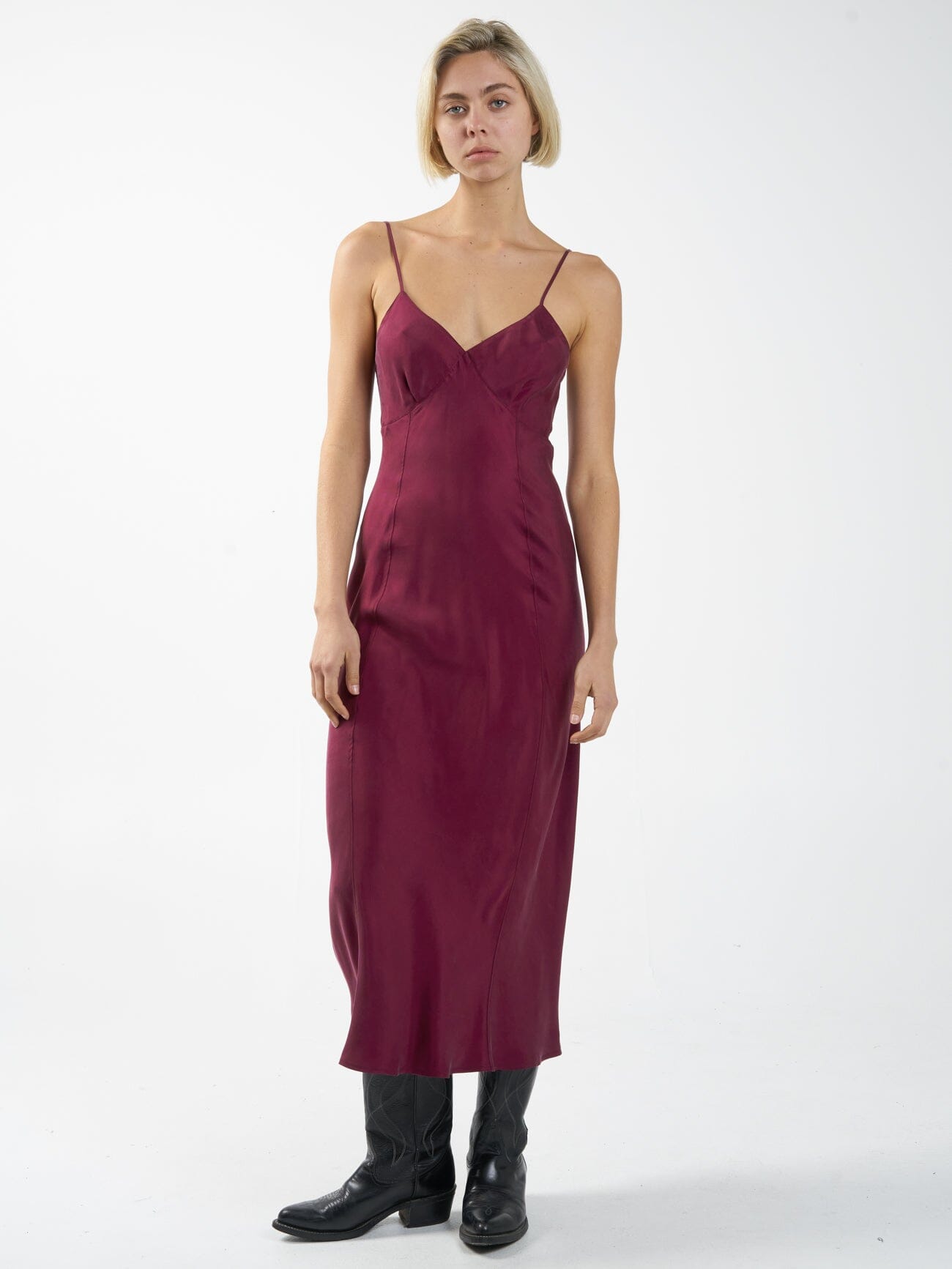 Chelsea Full Length Slip Dress Wine