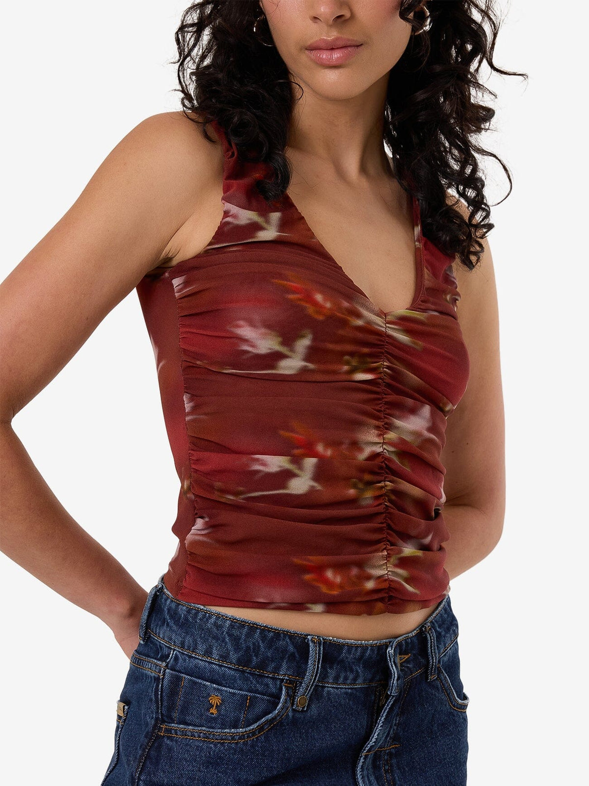 Rhapsody Floral Top in Red | Thrills Co