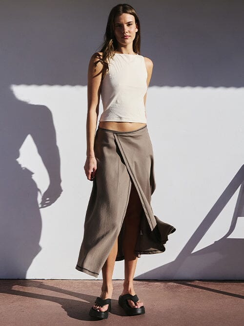 Contour Midi Skirt - Taupe Grey