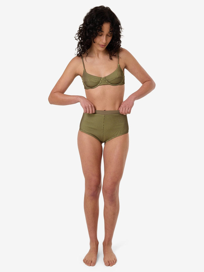 Alba Rib Boy Leg Bikini Bottom - Pickle Green 4