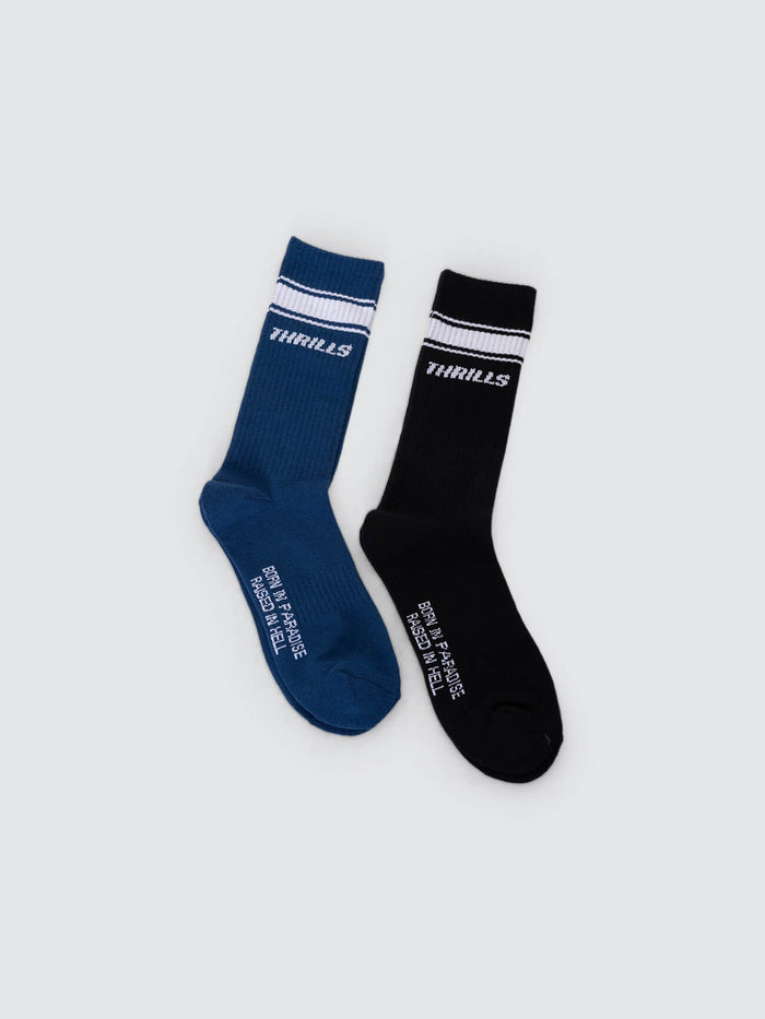 6 Break Point 2 Pack Sock - Heritage White - Bitter Chocolate One Size