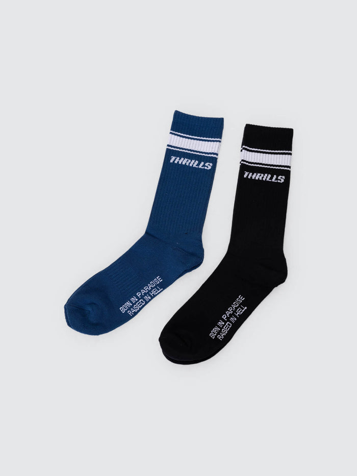 6 Break Point 2 Pack Sock - Heritage White - Bitter Chocolate One Size