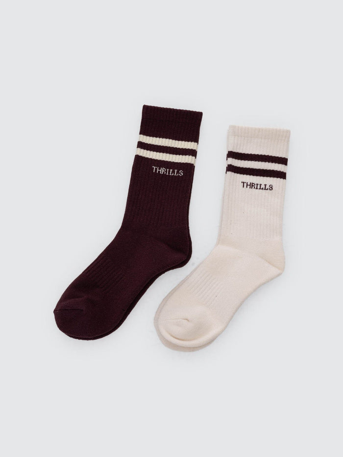 6 Break Point 2 Pack Sock - Heritage White - Bitter Chocolate