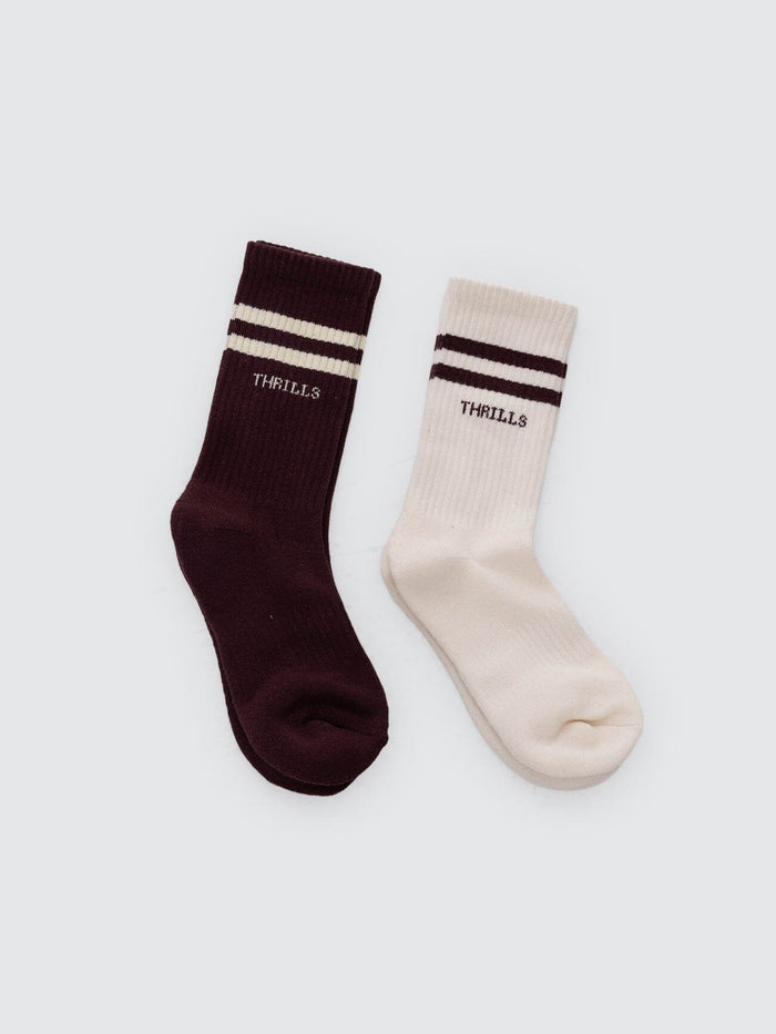 6 Break Point 2 Pack Sock - Heritage White - Bitter Chocolate