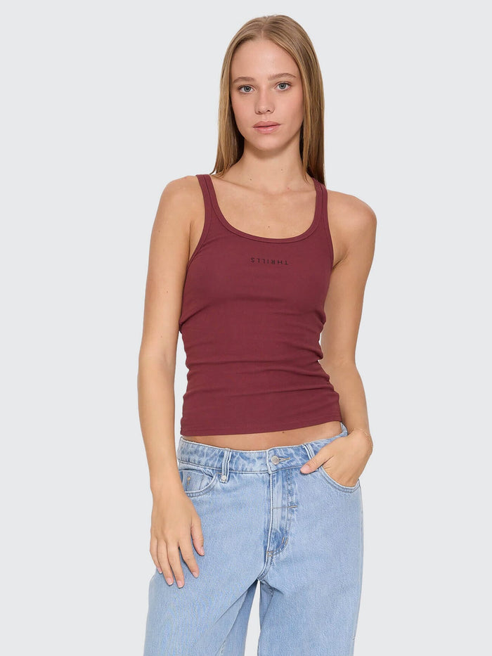 Minimal Thrills Scoop Tank - New Maroon 4