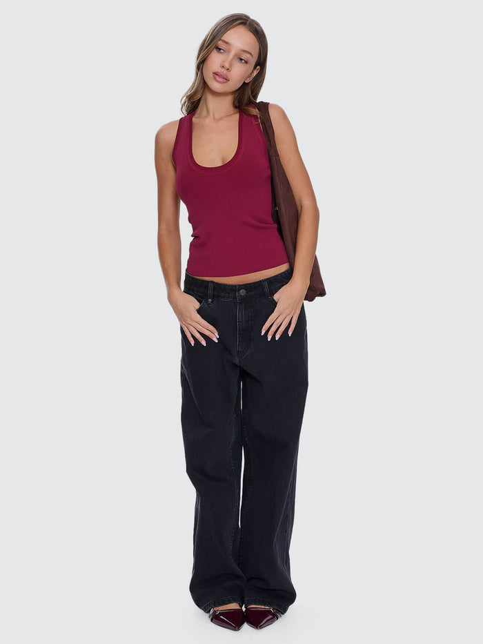 Astra V Neck Tank - New Maroon 4