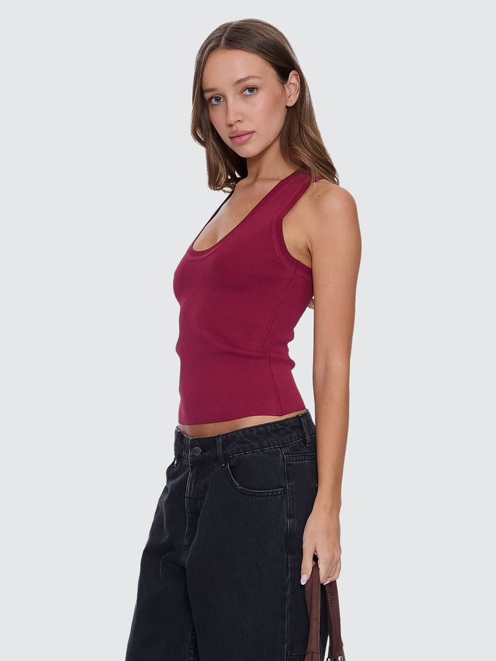 Astra V Neck Tank - New Maroon 4