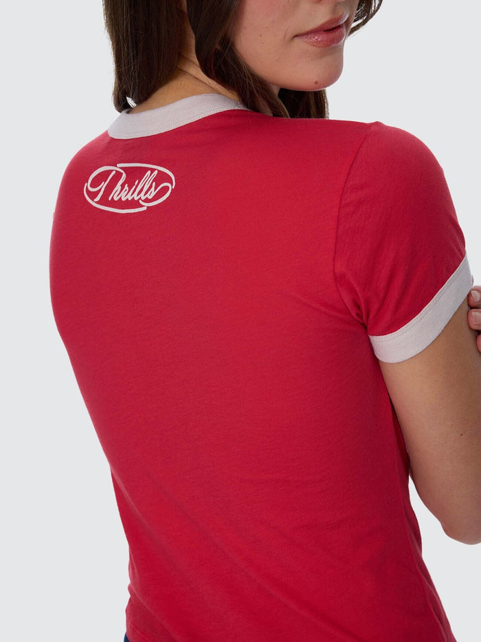 Hop On A Call Ringer Boy Tee - Flame Red 4