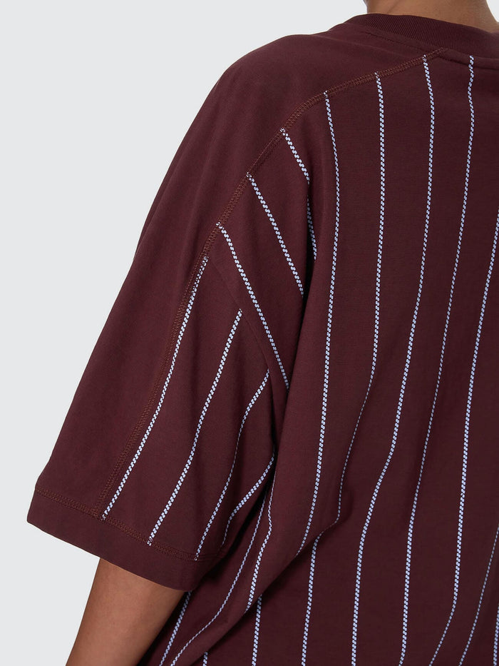 Game Day Stripe V-Neck Oversized Tee - Bitter Chocolate 4