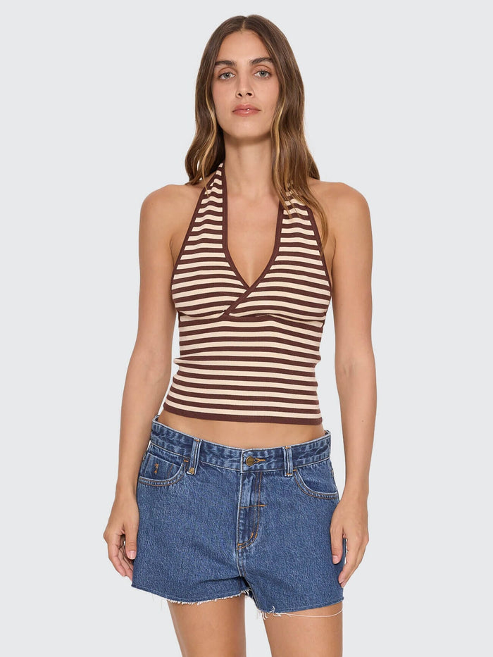 Dayna Knit Halter Top - Butter Cream Stripe 4