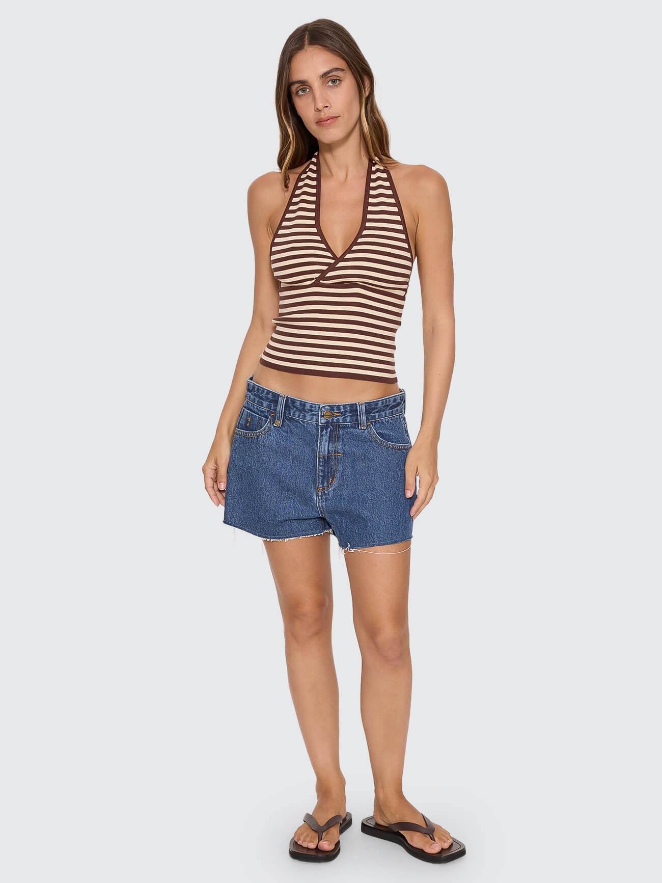 Dayna Knit Halter Top - Butter Cream Stripe 4