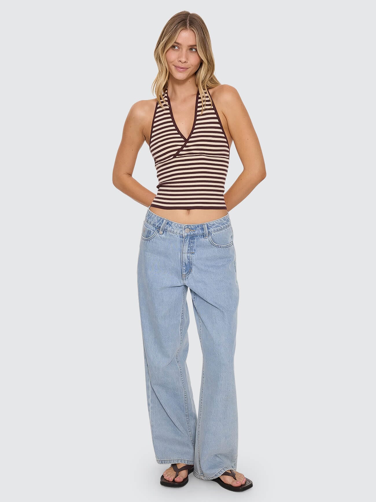 Dayna Knit Halter Top - Butter Cream Stripe 4