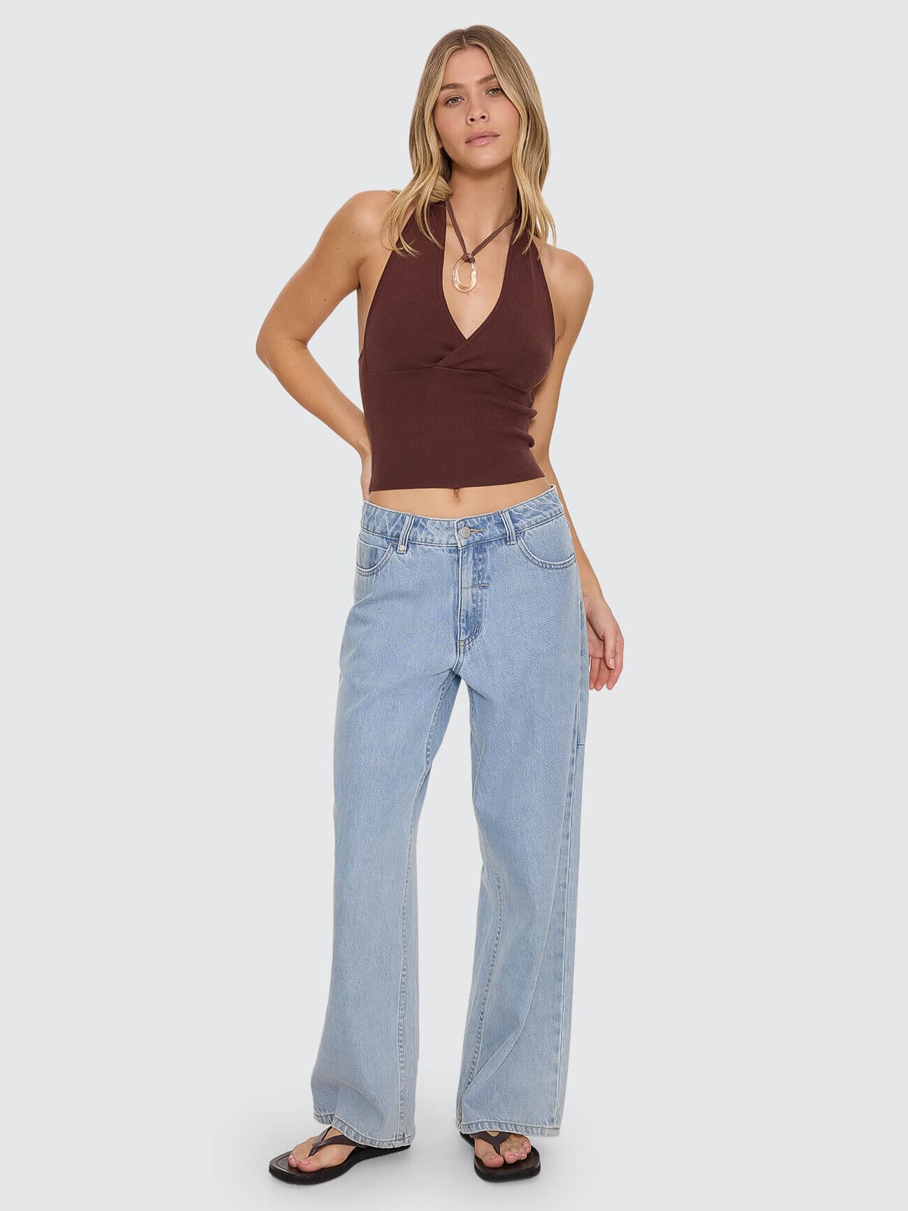 Dayna Knit Halter Top - Bitter Chocolate 4