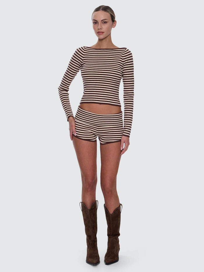 Walker Knit Long Sleeve Top - Butter Cream Stripe 4