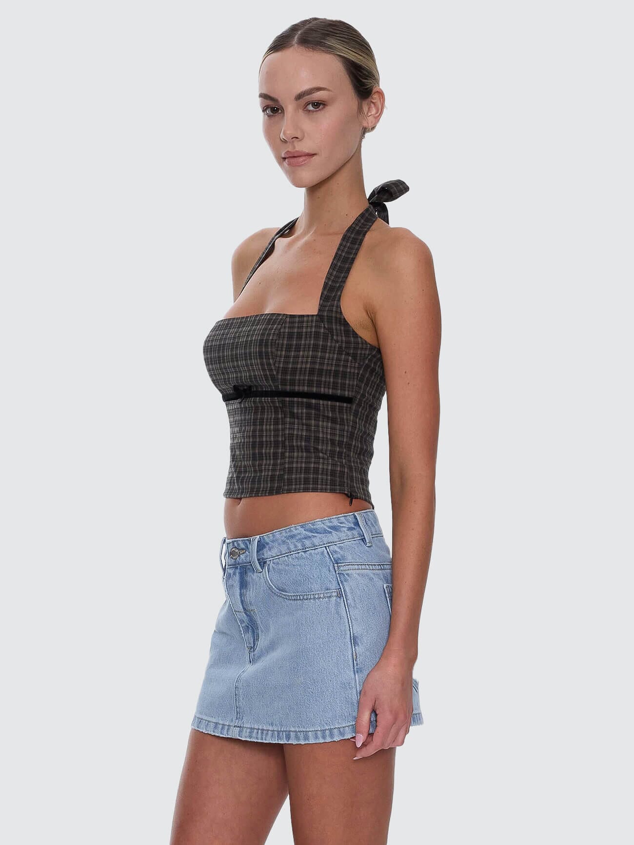 Devyn Check Halter Top - Tarmac 4