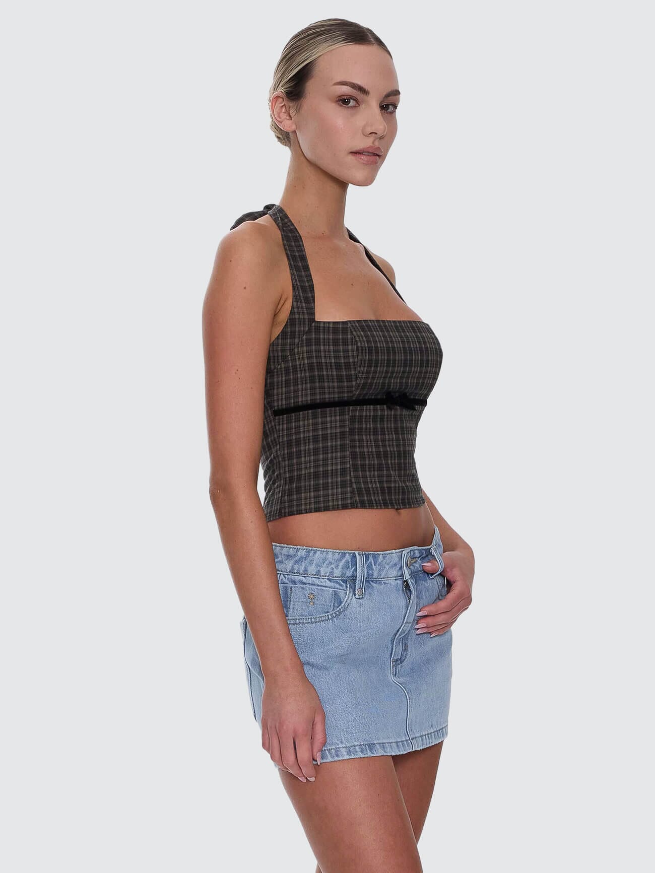 Devyn Check Halter Top - Tarmac 4