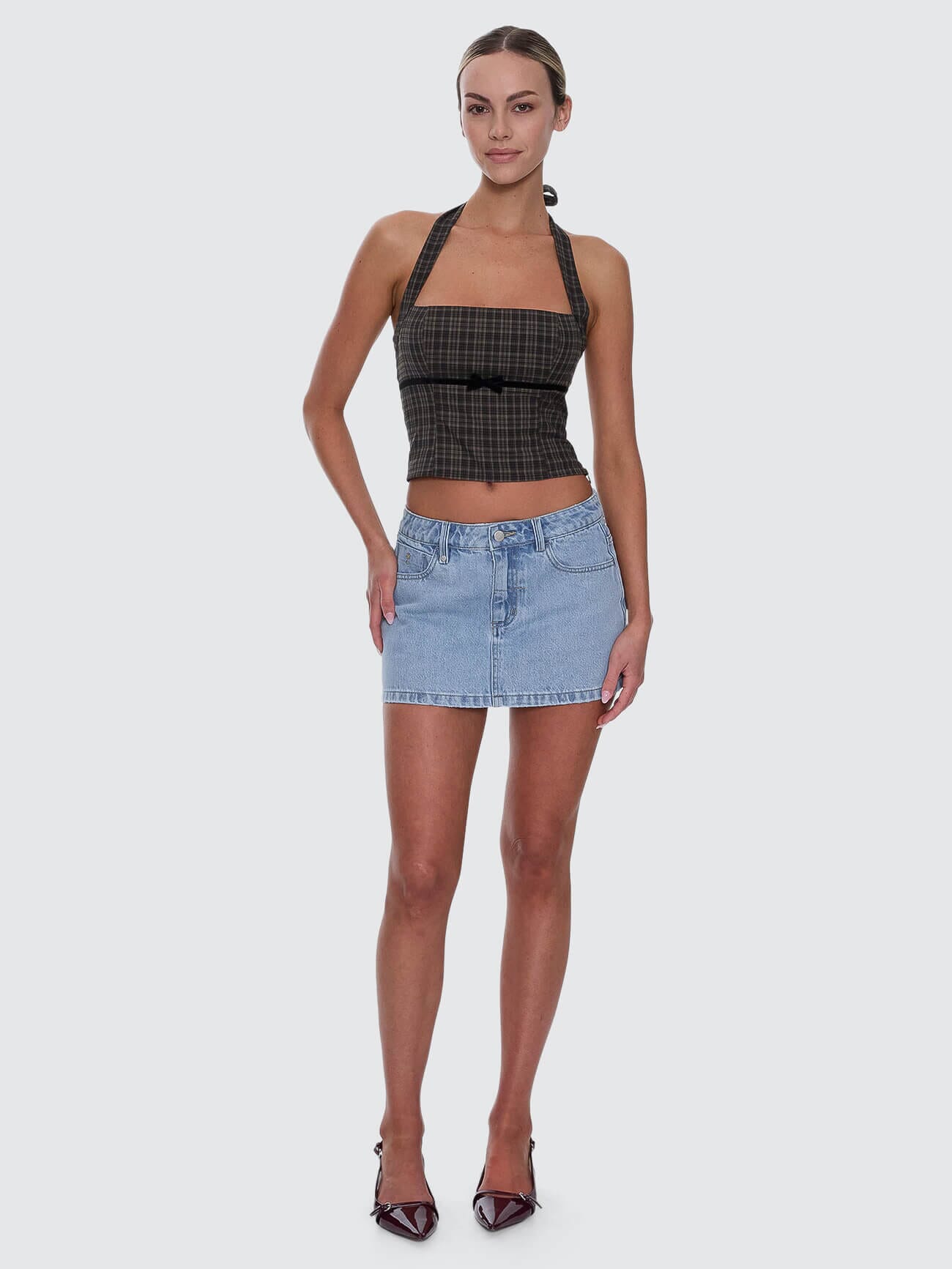 Devyn Check Halter Top - Tarmac 4