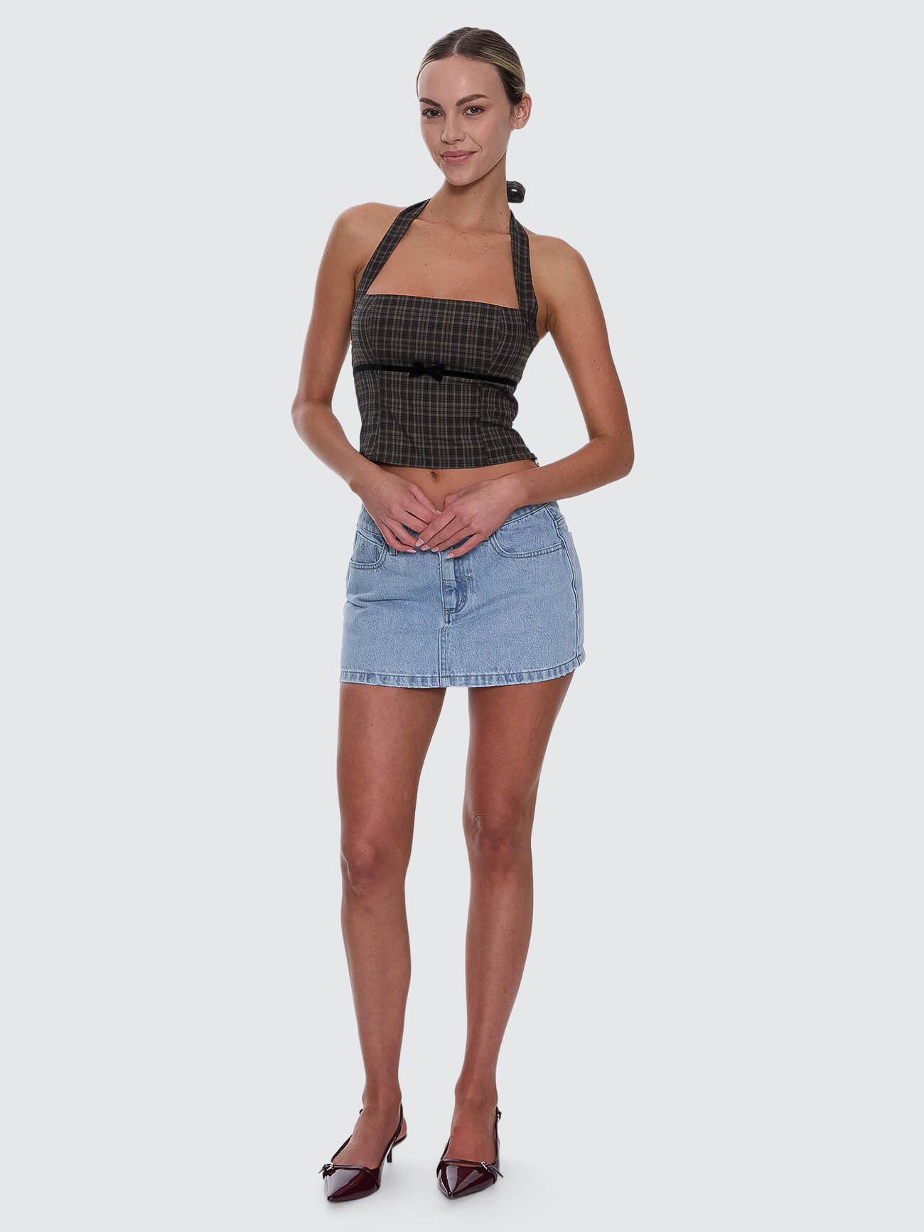 Devyn Check Halter Top - Tarmac 4