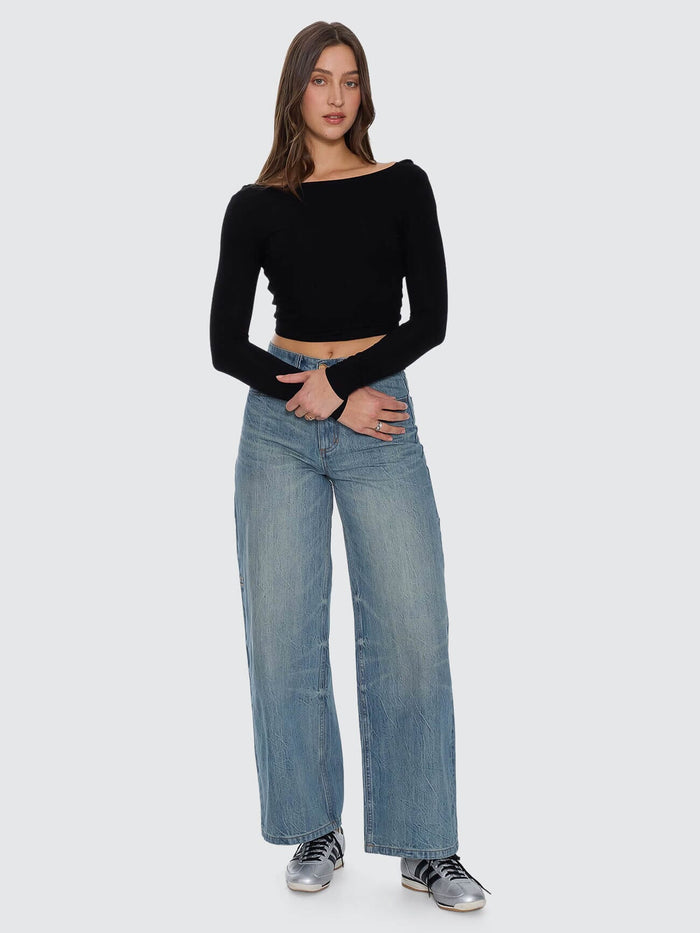 Reese Backless Long Sleeve Top - Black 4