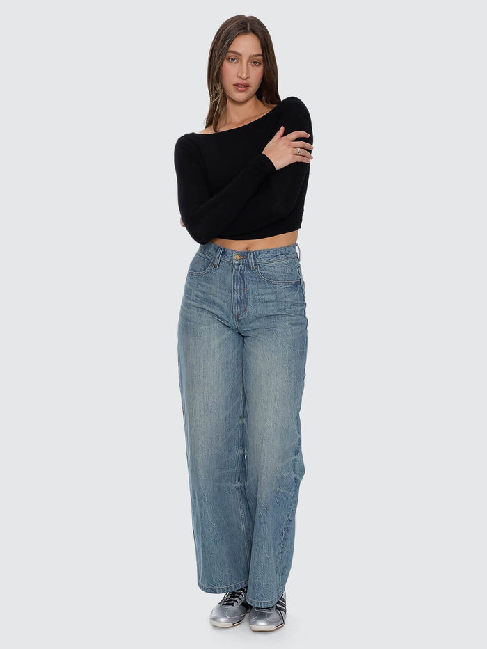 Reese Backless Long Sleeve Top - Black 4