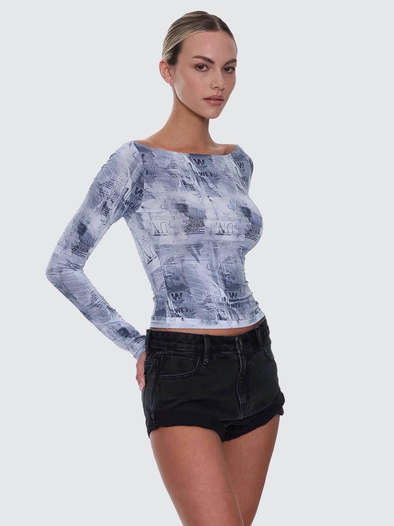 Paper Trail Long Sleeve Top - Grey Matter 4
