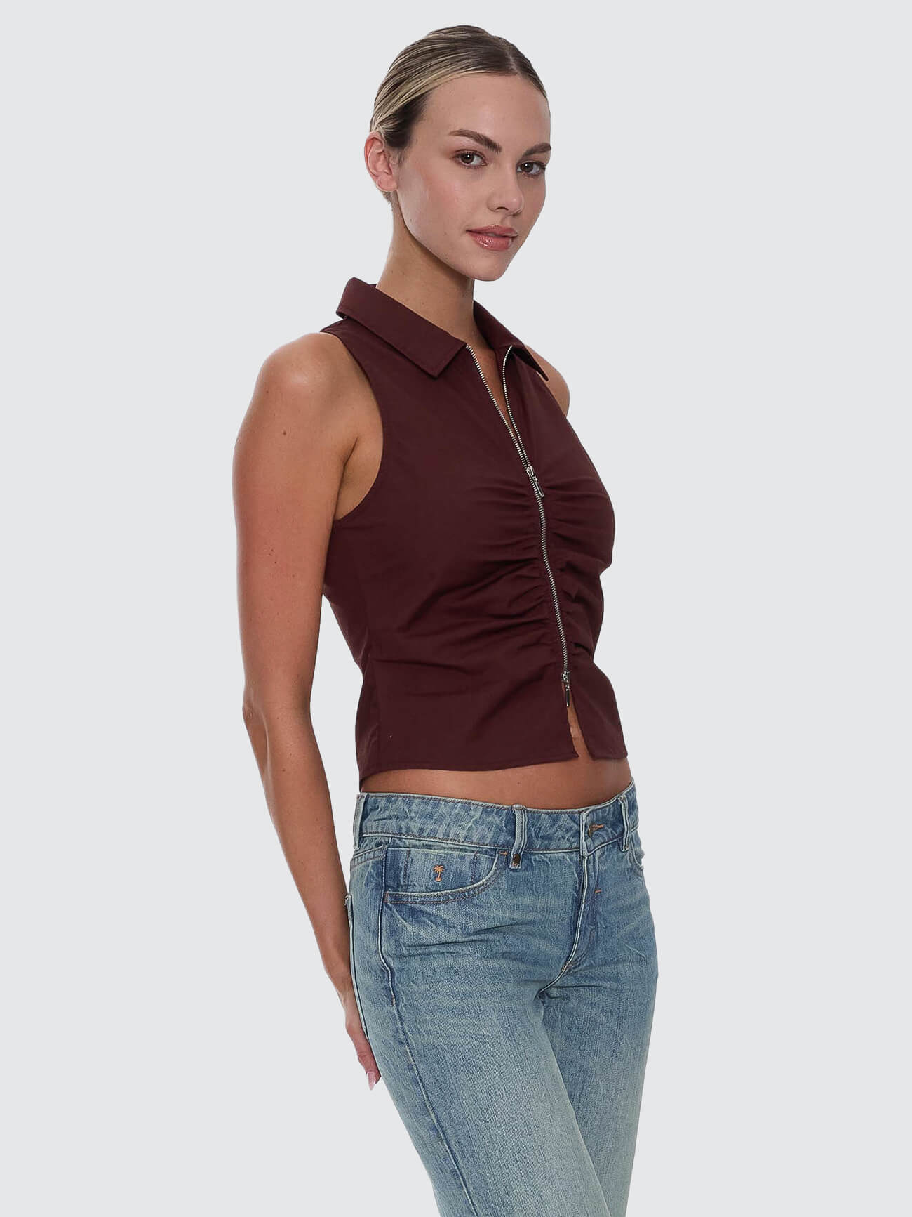 Andy Zip Sleeveless Shirt - Bitter Chocolate 4