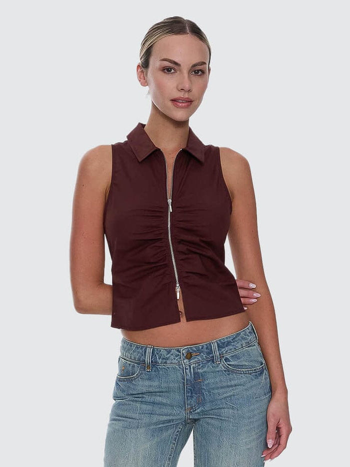 Andy Zip Sleeveless Shirt - Bitter Chocolate 4