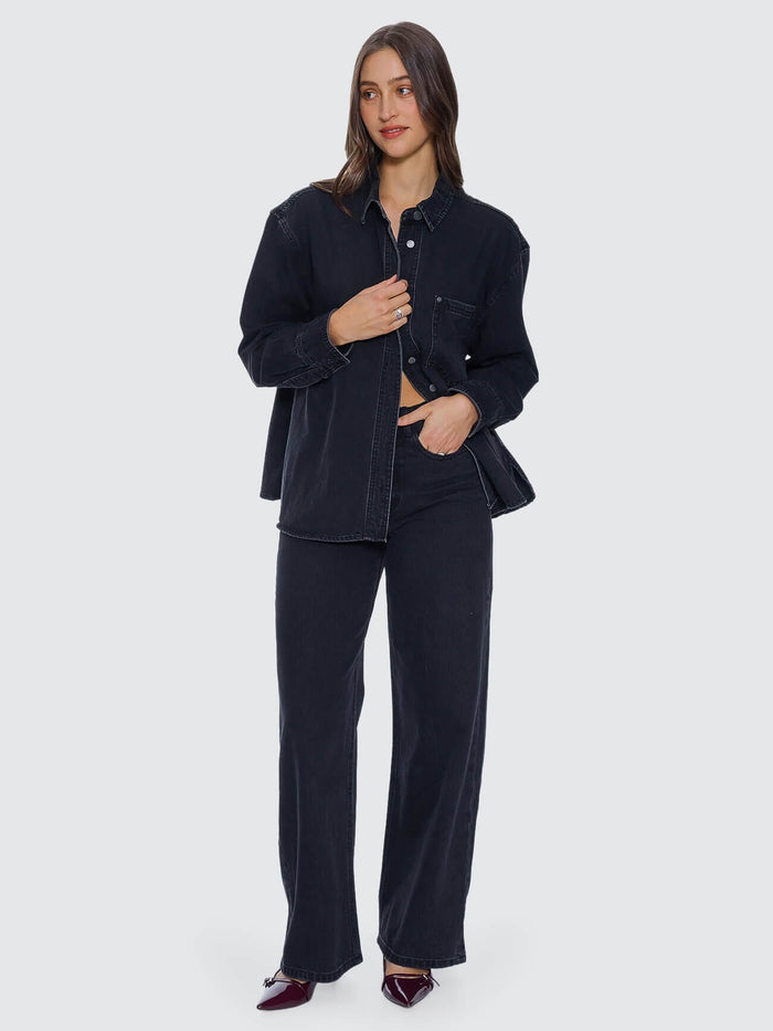 Melina Oversized Denim Shirt - Aged Black 4