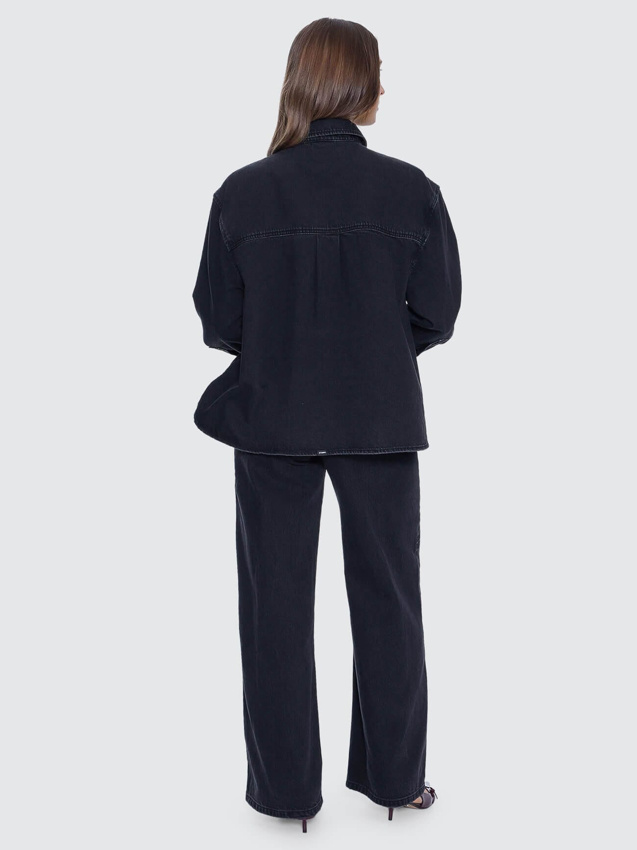 Melina Oversized Denim Shirt - Aged Black 4
