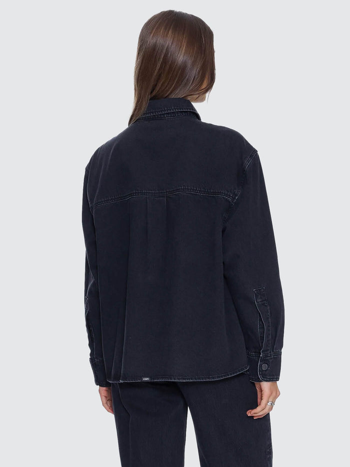 Melina Oversized Denim Shirt - Aged Black 4